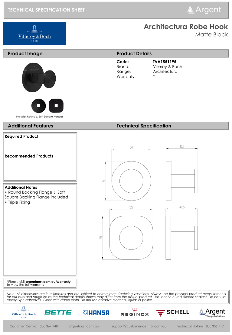 Architectura Robe Hook Matte Black