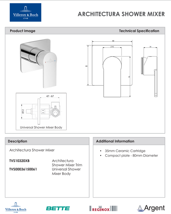Architectura Shower Mixer Trim