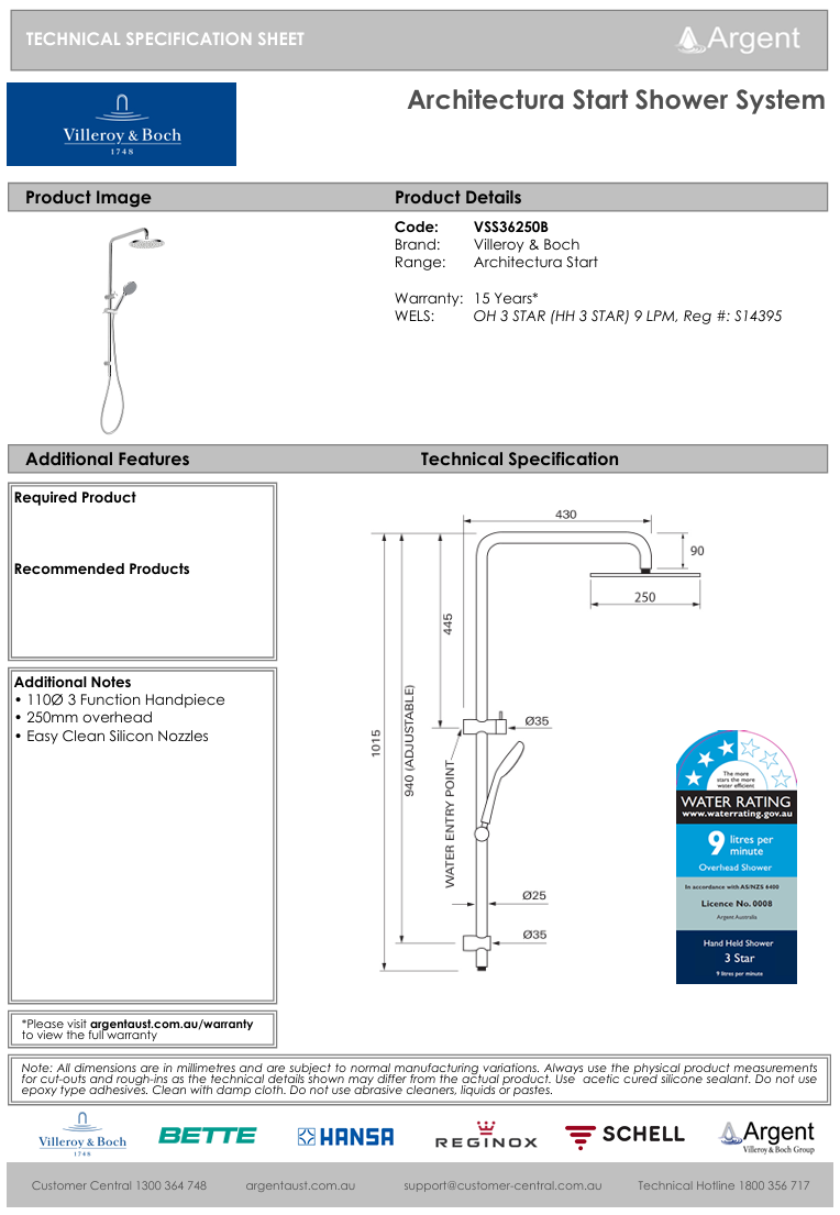 Architectura Start Shower System