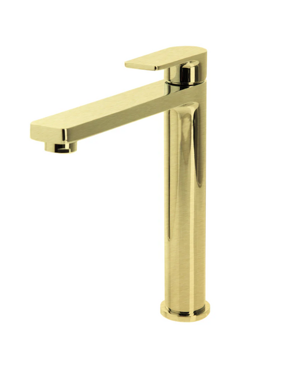 The GABE Leva High Rise Basin Mixer - Brushed Gold