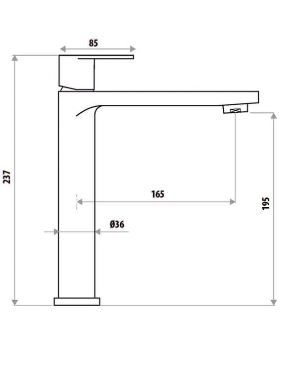 The GABE Leva High Rise Basin Mixer - Chrome with Black handle