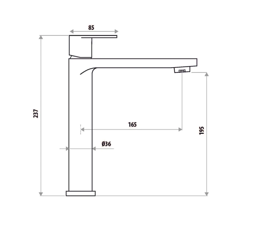 The GABE Leva High Rise Basin Mixer - Matte Black