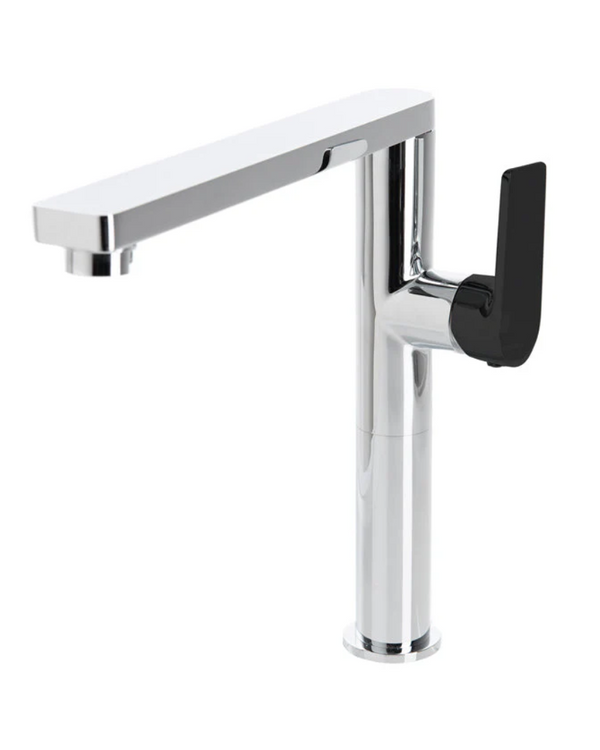 The GABE Leva Sink Mixer - Chrome with Black handle