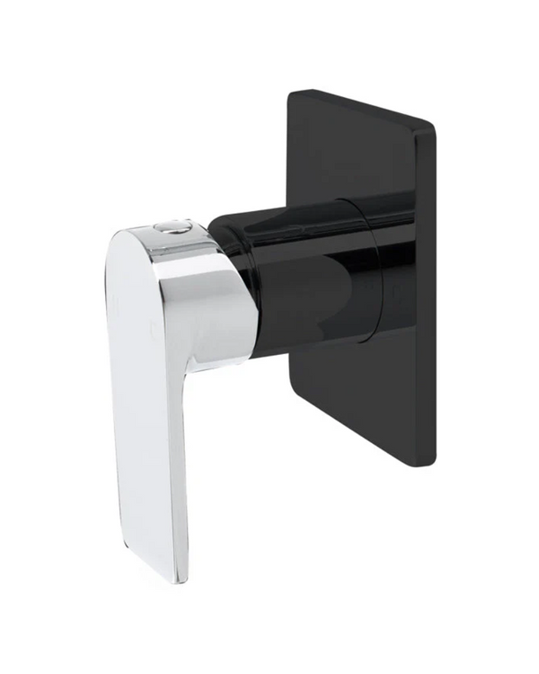 The GABE LEVA Wall Mixer - Matte Black with Chrome handle