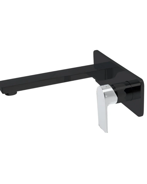 The GABE Leva Wall Outlet Mixer - Matte Black with Chrome handle