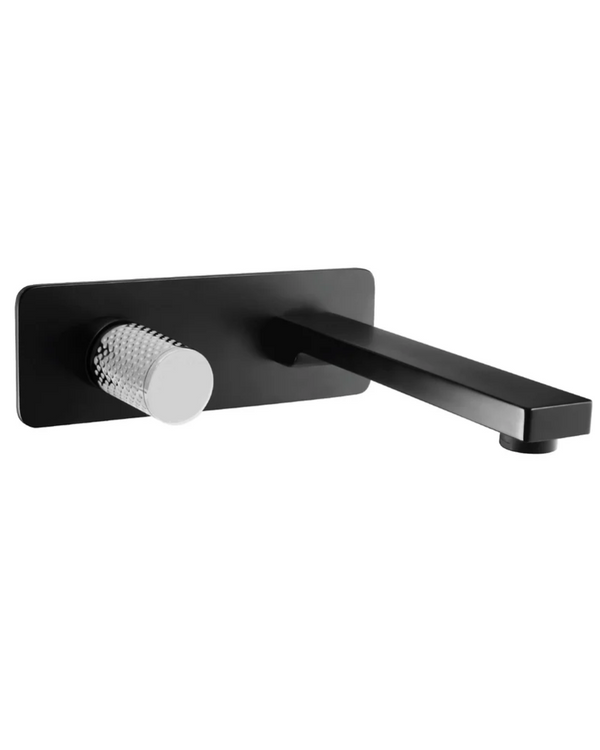 The GABE Wall Outlet Mixer - Matte Black with Chrome handle