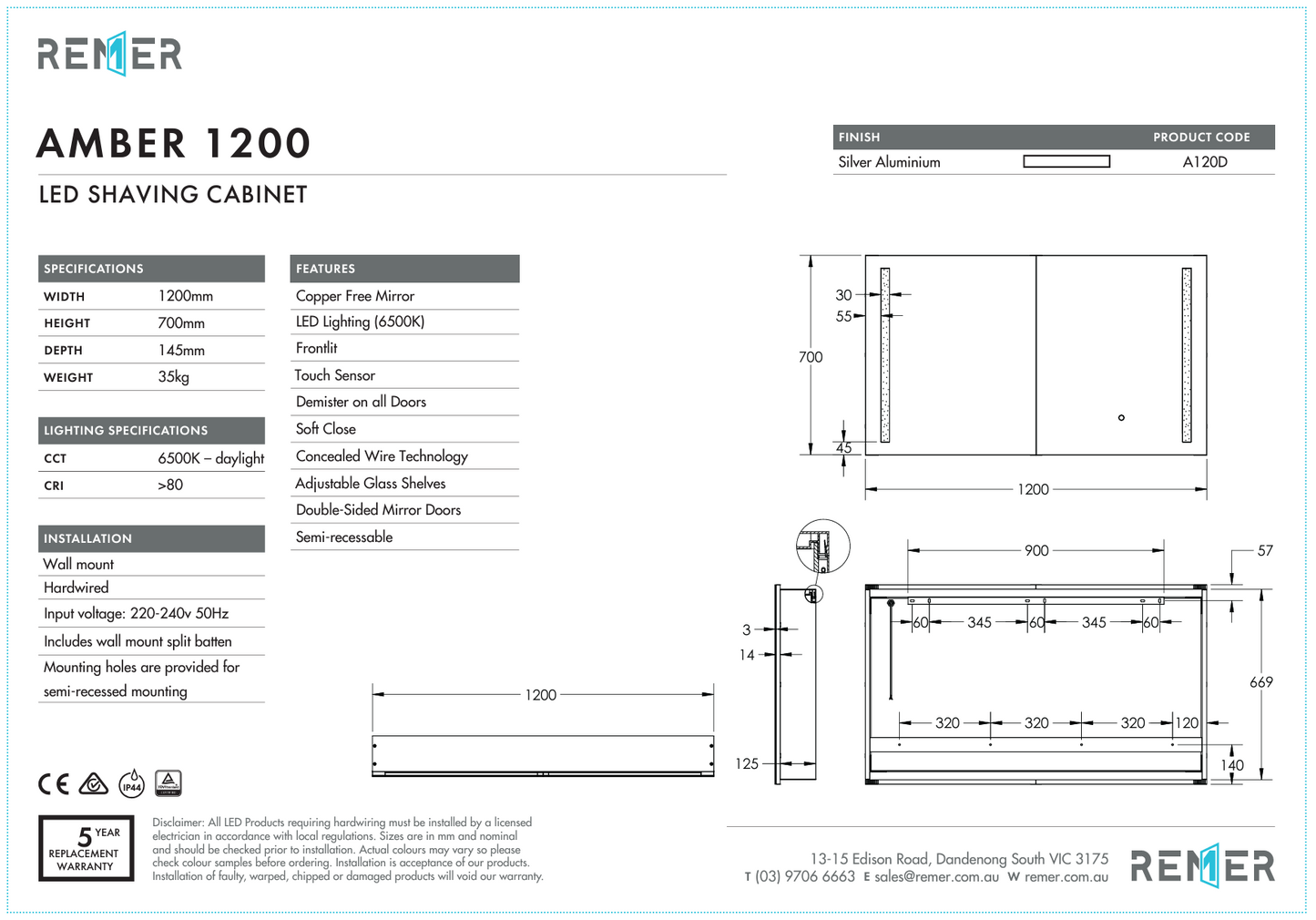 Amber - 1200 x 700 x 145