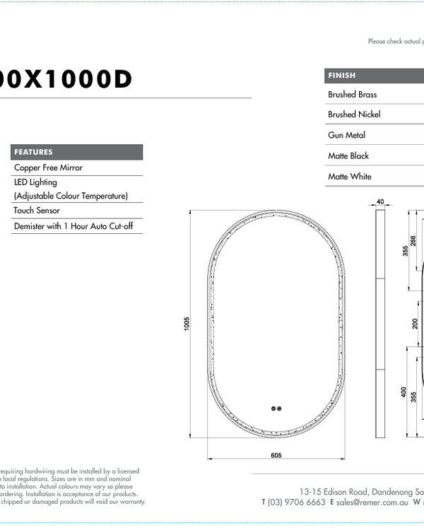 Gatsby 600D with Brusehd Nickel Aluminium Frame - W610 x H1010 x D40