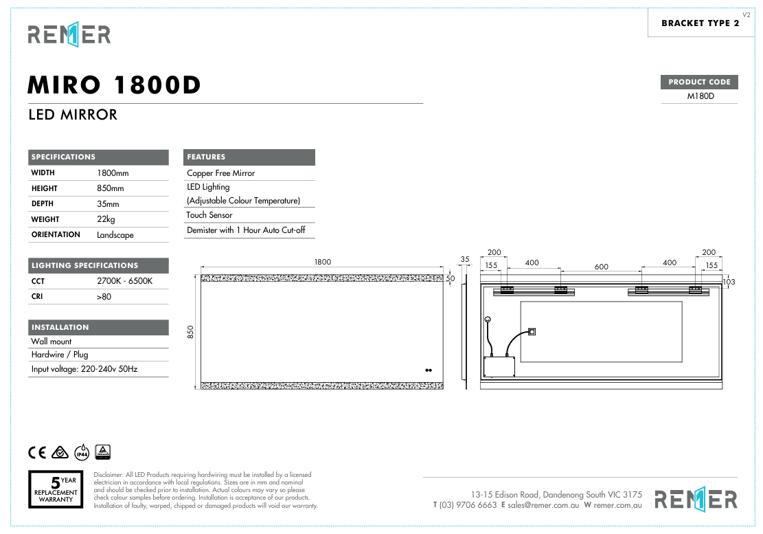 Miro D - 1800 x 850