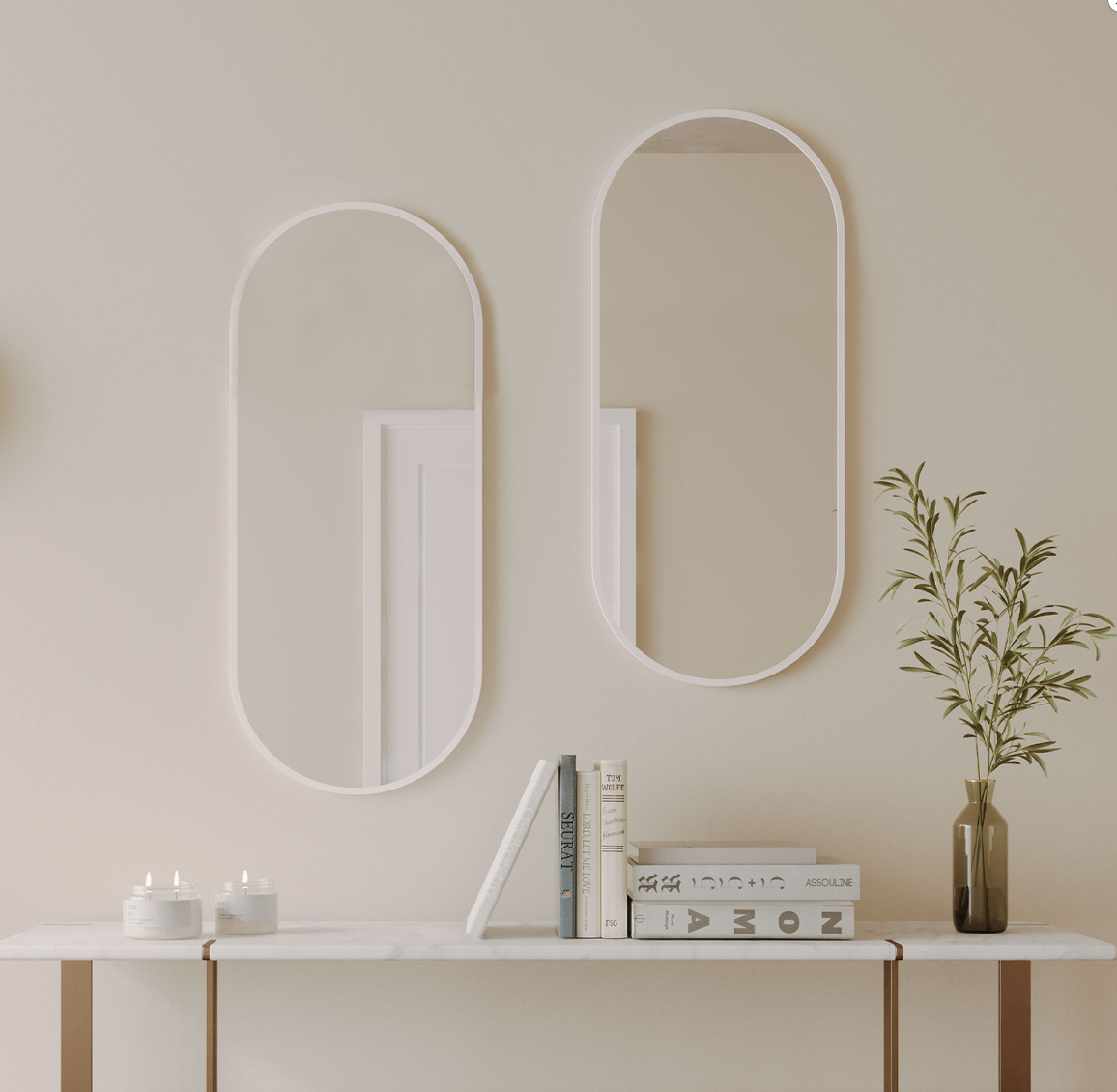Modern Oblong 460x1210 with Matt White Aluminium Frame - W460 x H1210 x D40