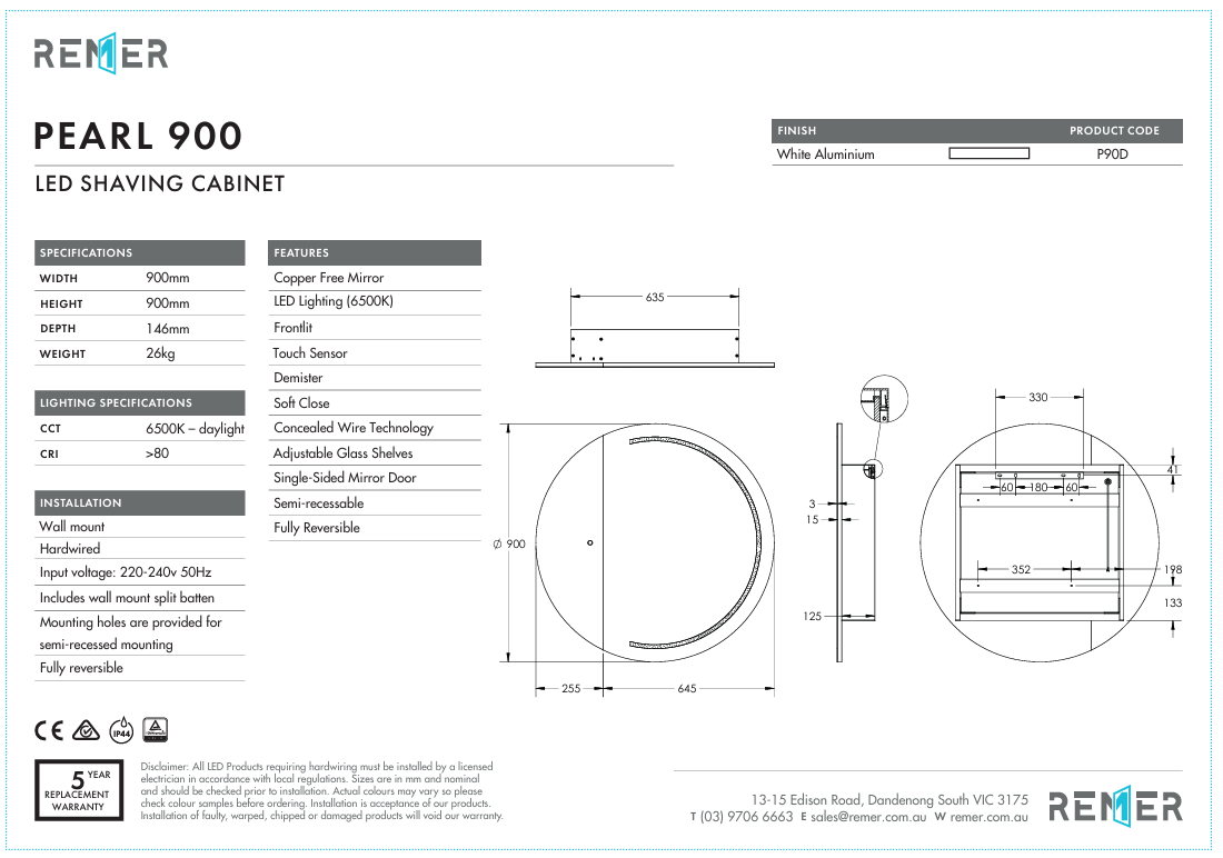Pearl - 900 x 900 x 146