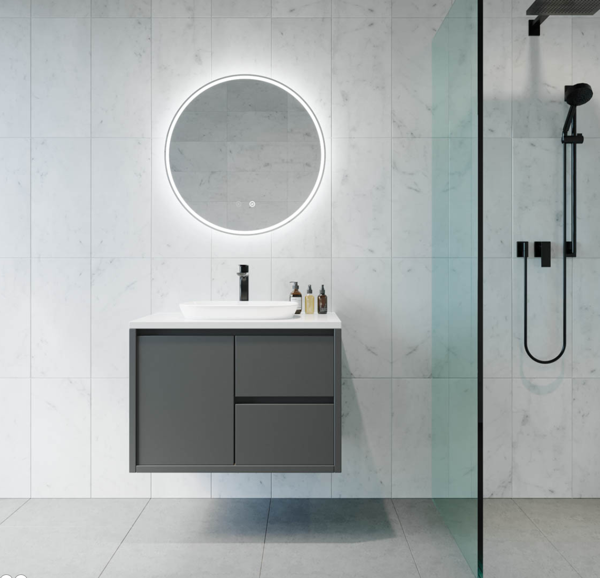 Sphere 600 with Matt White Aluminium Frame - W610 x H610 x D40