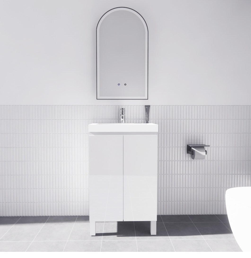 Mini Gloss White 500mm Freestanding Vanity with Ceramic Top