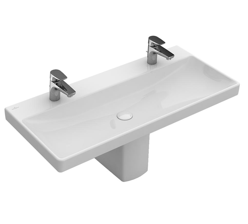 Avento 1000 Wall Basin 2 x 1 Tap Hole | No Overflow | Trap Cover