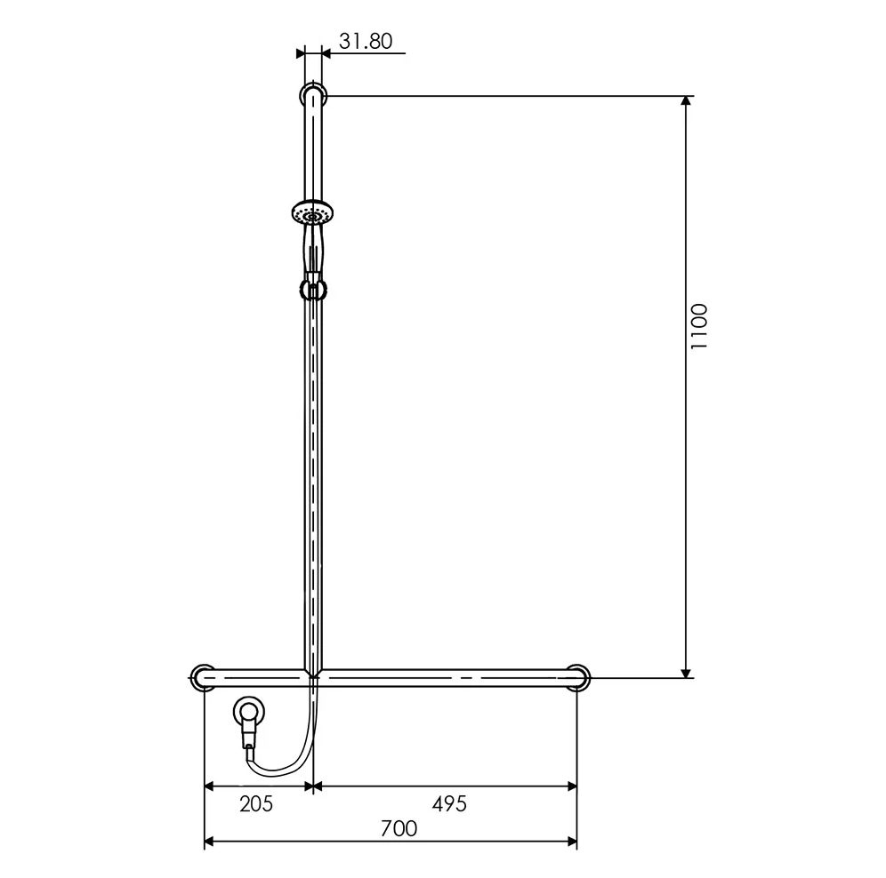 Embrace Classic 32 Inverted T Shower Rail Set Left Hand