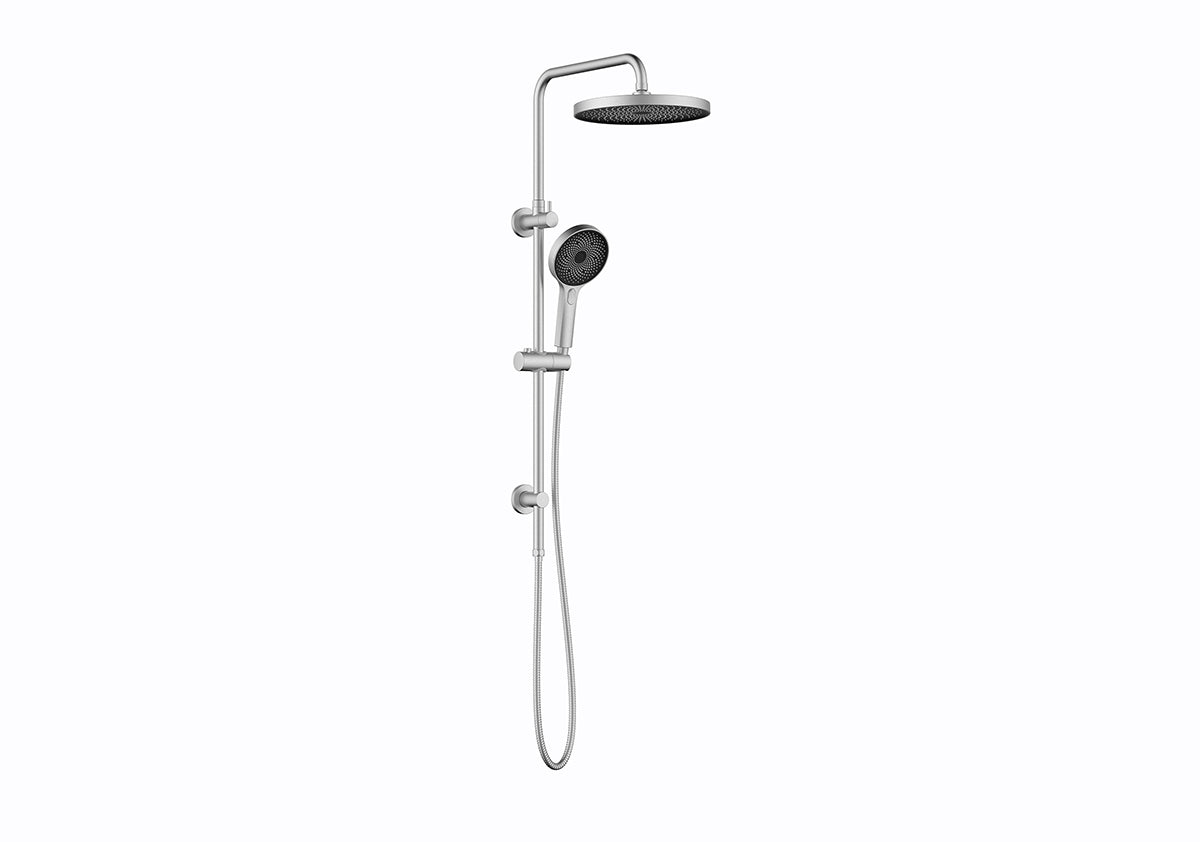 The Gabe Twin Shower With Rail - Brushed Nickel
