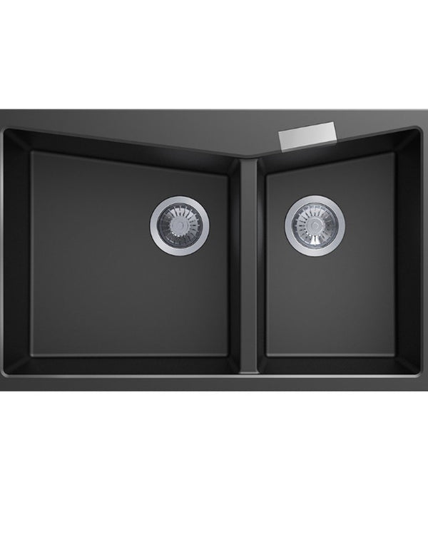 800x500mm Black Carysil Granite Double Bowl Kitchen Sink