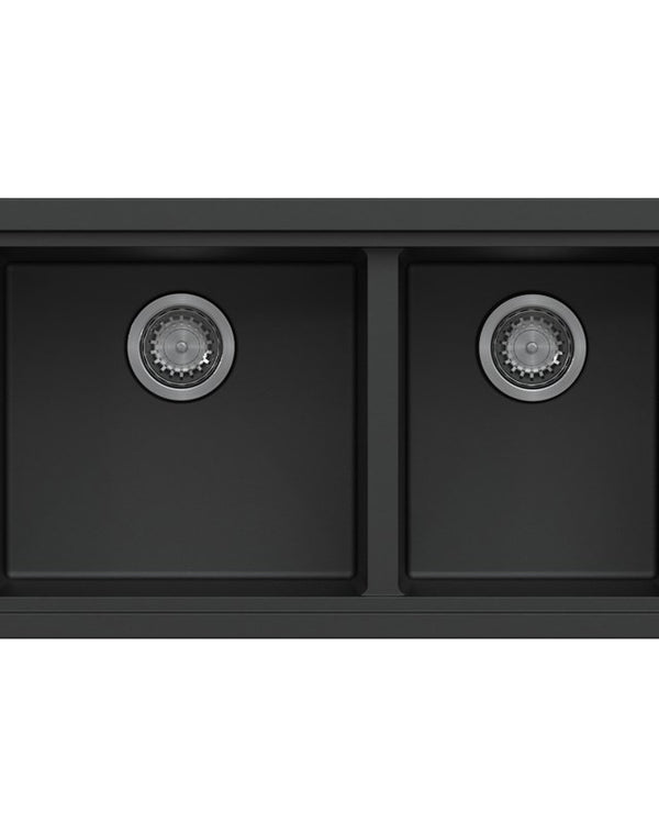 Black Carysil Maples 6040U Granite Double Bowl Stone Kitchen Sink 786*446*200mm(Undermount only)
