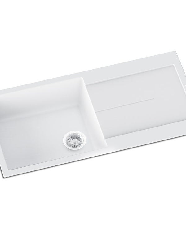 1000x500mm White Carysil Granite Single Bowl Kitchen Sink