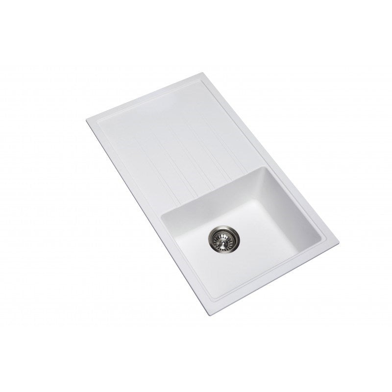 1000x500mm White Carysil Granite Single Bowl Kitchen Sink