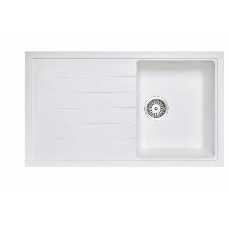 860x500mm White Carysil Granite Single Bowl Kitchen Sink