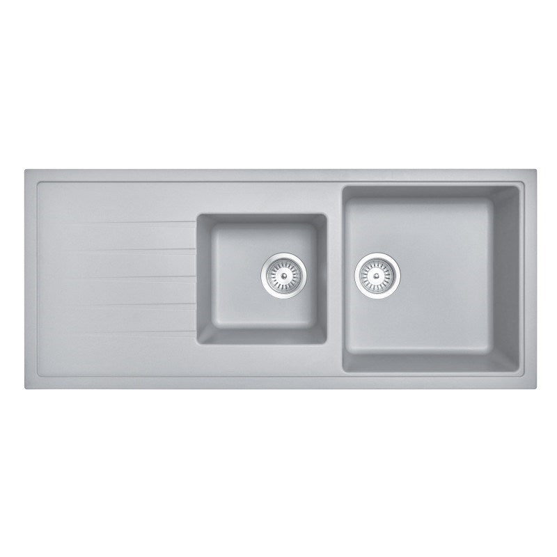 1160x500mm Concrete Grey Carysil Granite 1 & 1/2 Bowl Kitchen Sink