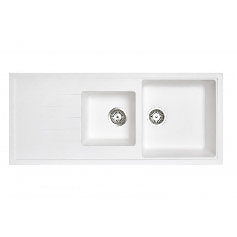 1160x500mm White Carysil Granite 1 & 1/2 Bowl Kitchen Sink