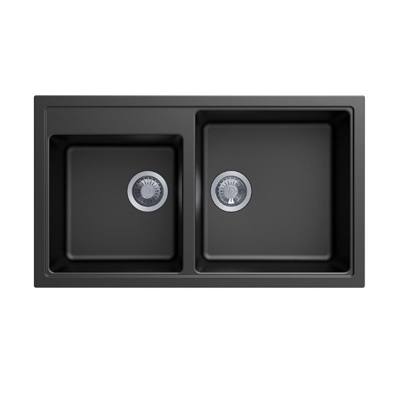 860x500x200mm Black Carysil Granite 1 & 3/4 Bowl Kitchen Sink