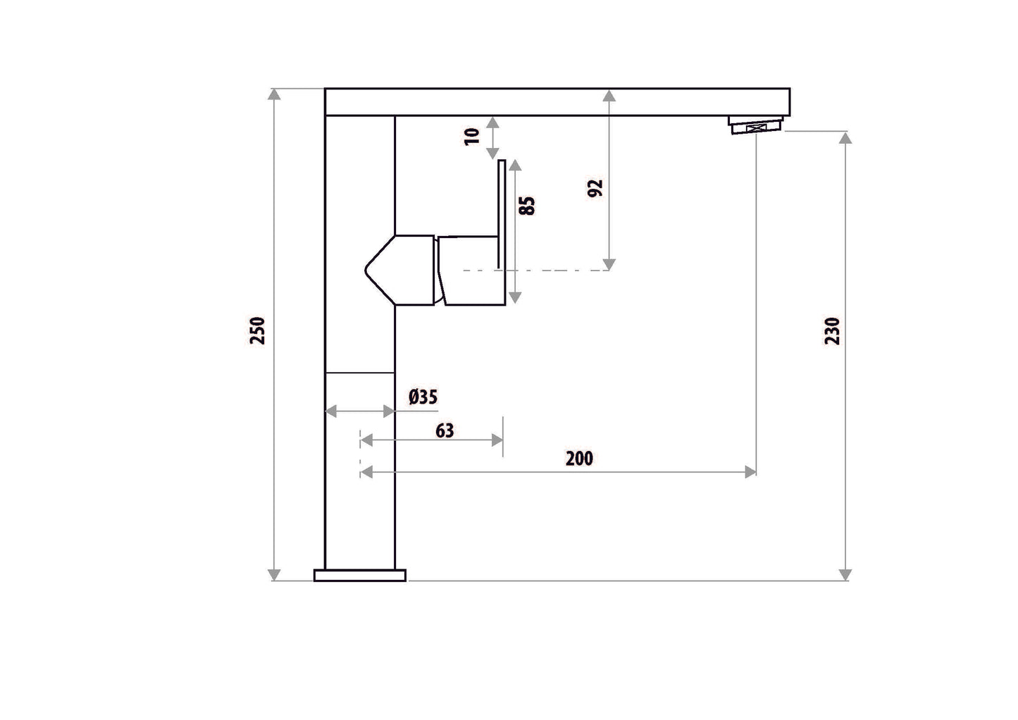 The GABE Leva Sink Mixer - Matte Black with Chrome handle