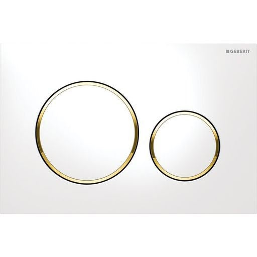 Sigma20 White with Gold Trim ABS Dual Flush/Access Plate(Round Button)