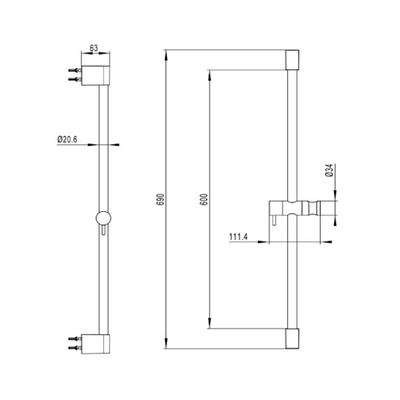 Embrace Classic 110/600 Shower Rail Set