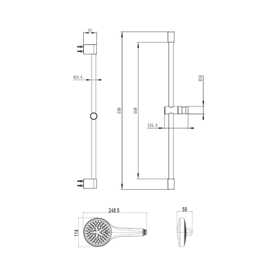 Embrace Trio 110/600 Shower Rail Set
