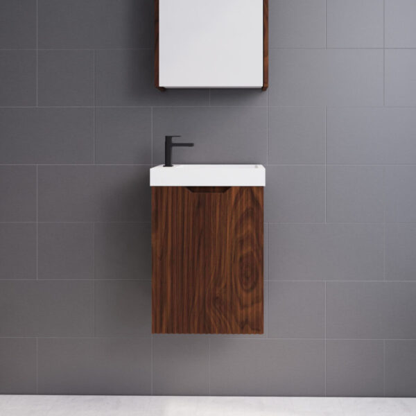 Vienna Brown Oak Mini Vanity with Polymarble Top