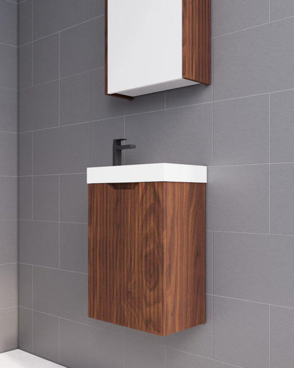 Vienna Brown Oak Mini Vanity with Polymarble Top