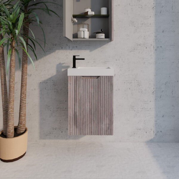 Vienna White Oak Mini Vanity with Polymarble Top