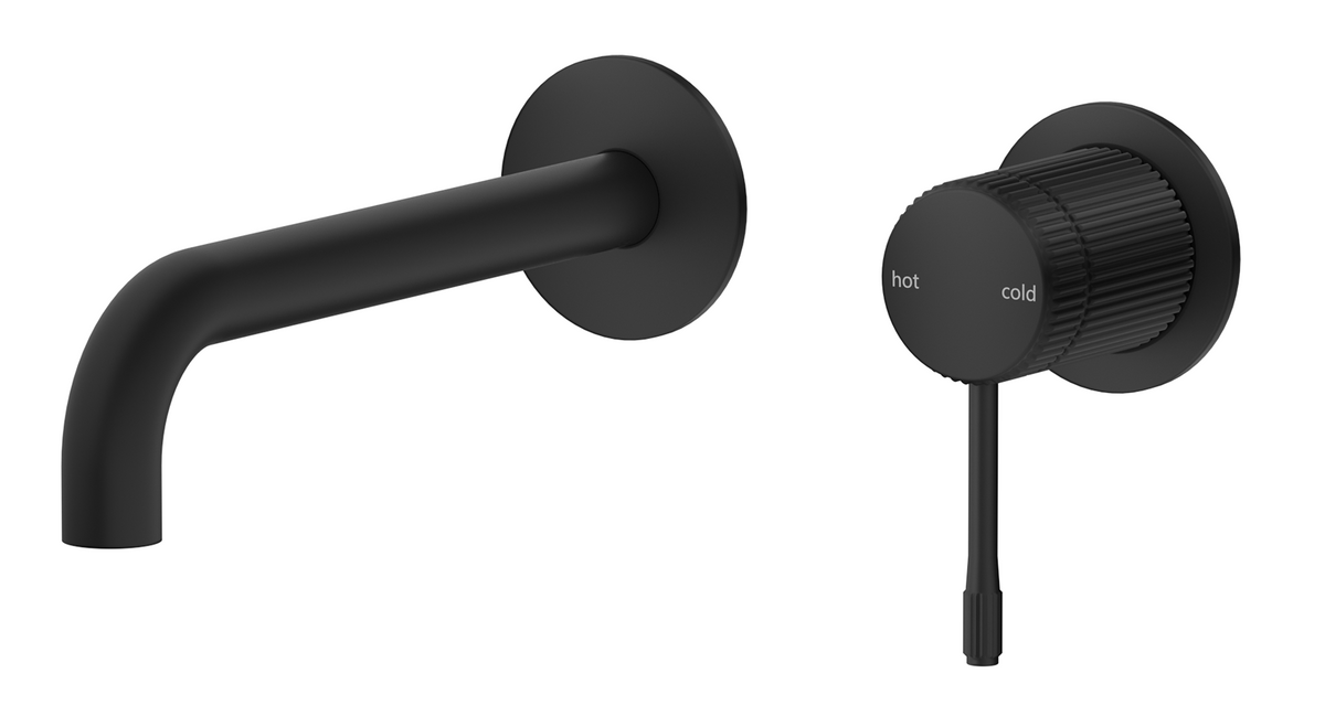 Mica Fluted Wall-Spout Combo Black