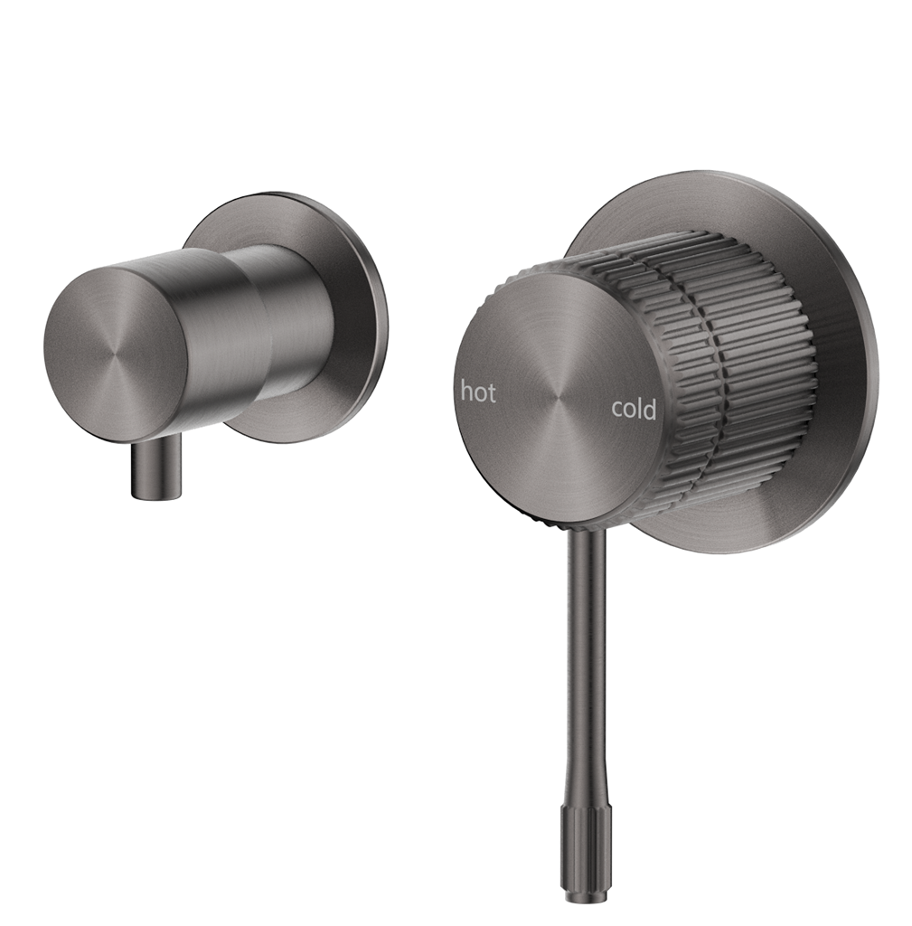 Mica Fluted Shower Mixer Diverter - Sideways Gunmetal