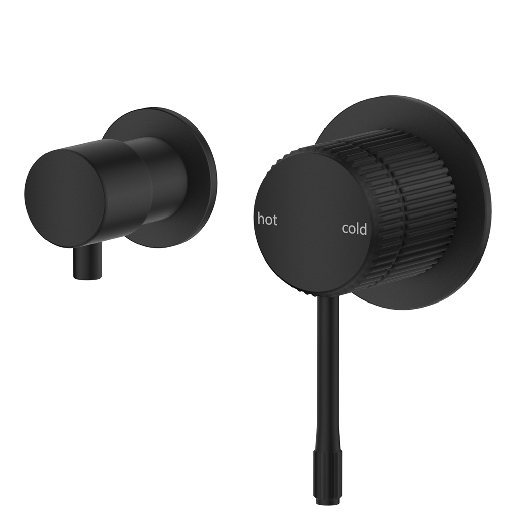 Mica Fluted Shower Mixer Diverter - Sideways Black