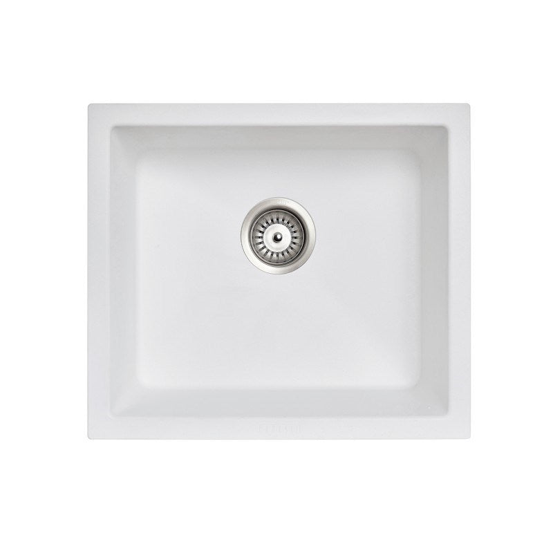 533x457mm White Carysil Granite Single Bowl Kitchen Sink