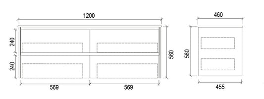 1200mm WALL HUNG PVC VANITY