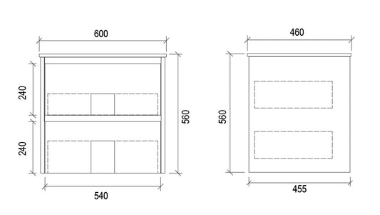 600mm WALL HUNG PVC VANITY