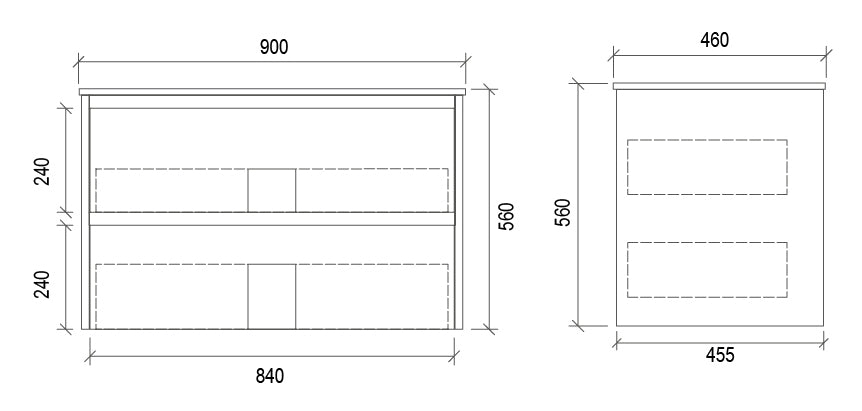 900mm WALL HUNG PVC VANITY