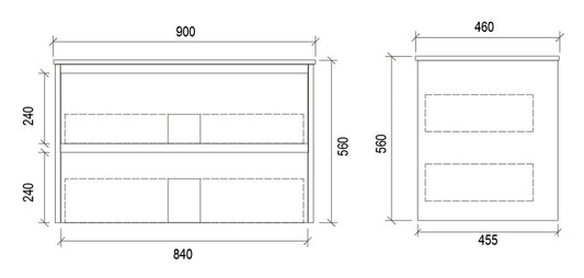 900mm WALL HUNG PVC VANITY
