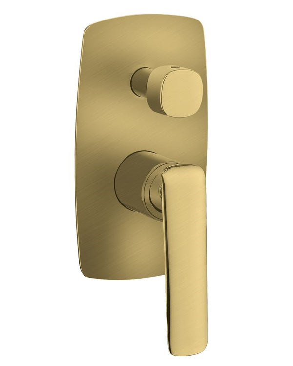 Bellino Brushed Yellow Gold Wall Mixer with Diverter