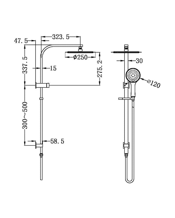BIANCA TWIN SHOWER BRUSHED NICKEL