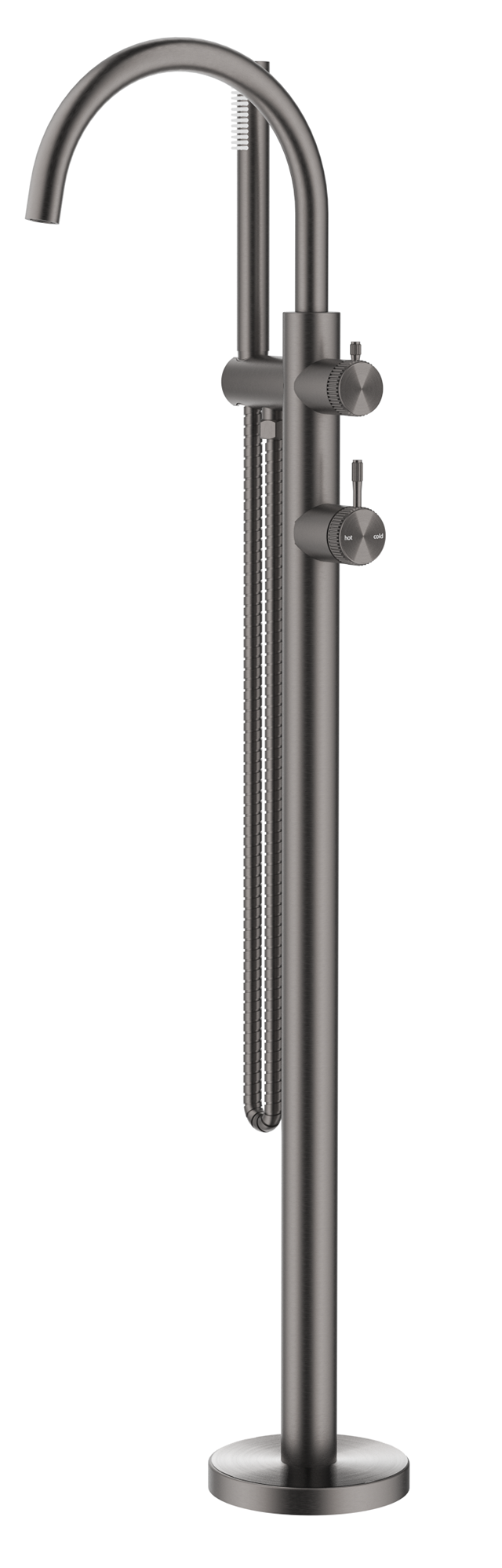 Mica Fluted Freestanding Bath Mixer with Hand Shower Gunmetal