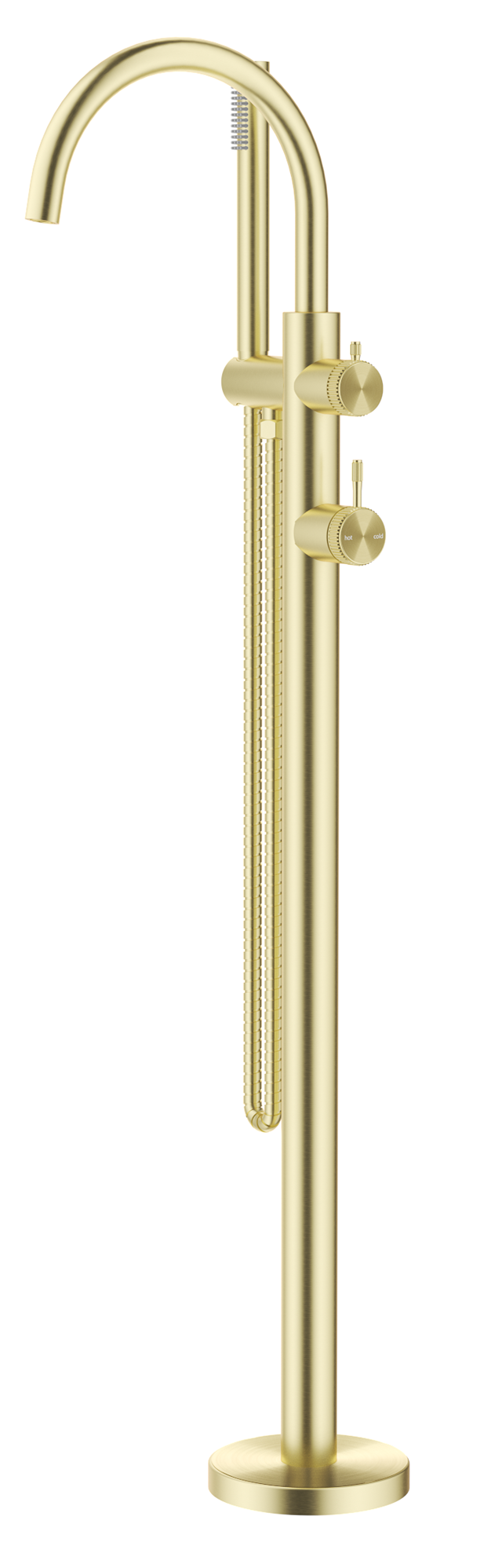 Mica Fluted Freestanding Bath Mixer with Hand Shower French Gold
