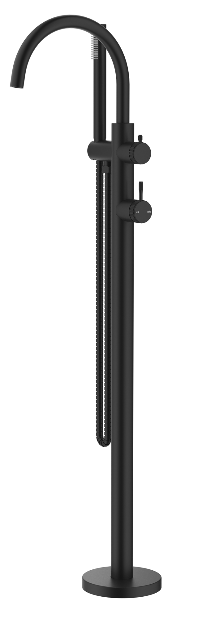 Mica Fluted Freestanding Bath Mixer with Hand Shower Black