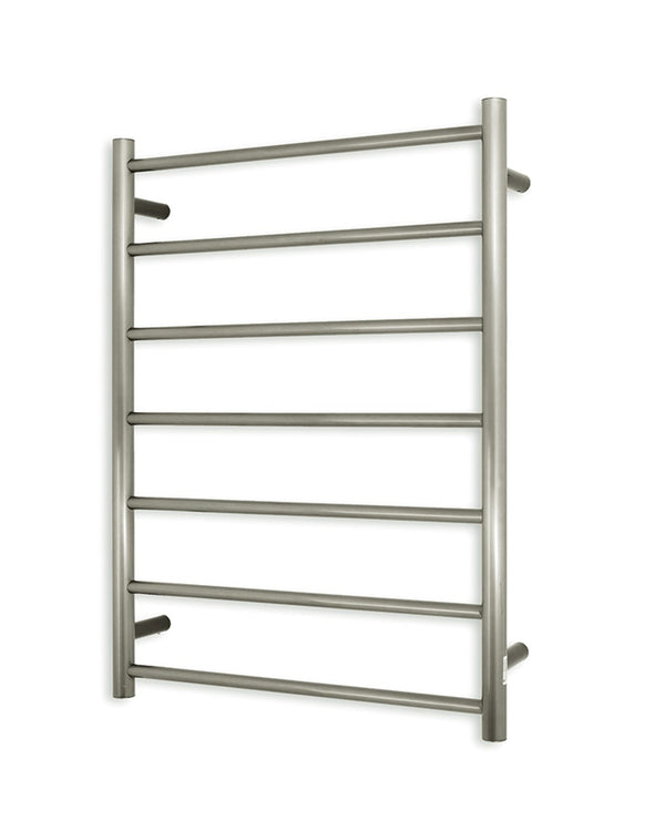 Brushed Nickel 600 x 800mm Rnd Heated Towel Rail RIGHT