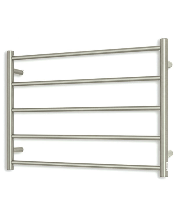 Brushed Nickel 750 x 550mm Rnd Heated Towel Rail LEFT